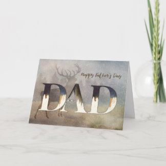 For Dad Rustic Watercolor with Deer and Forest Kaart
