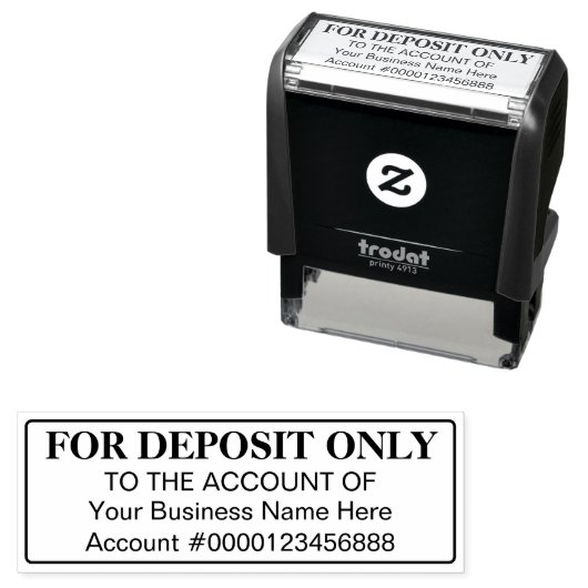 For Deposit Only Basic Business Office Bank Custom Zelfinktende Stempel (In situ)