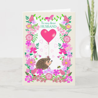 For Husband Valentine with a Cute Hedgehog Kaart