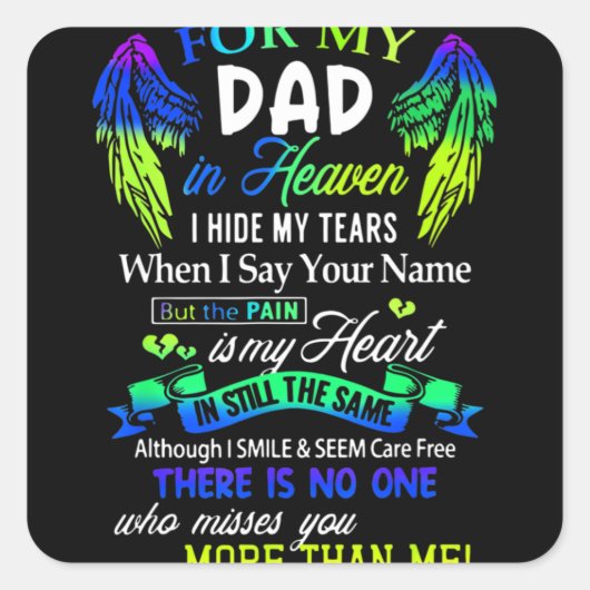 For My Dad In Heaven Vierkante Sticker (Voorkant)