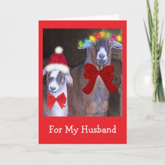 "For My Husband" Cute Goat Christmas Feestdagen Kaart