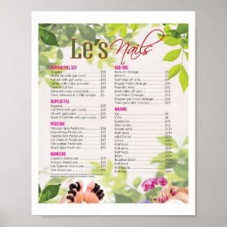 For Nail Salon Price Posters