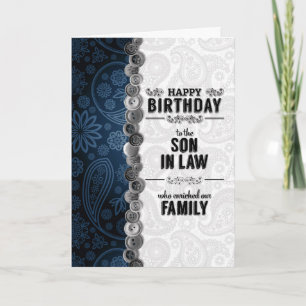For Our Son-in-Law Blue Paisley Birthday Kaart