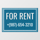 For Rent Removable Window Cling Sign Raamsticker (Vel)
