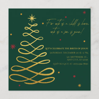 For Unto Us A Child Is Born | Christmas Invitation Kaart