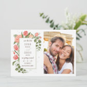Foral Embrace Save the Date Photo Card Kaart (Staand voorkant)