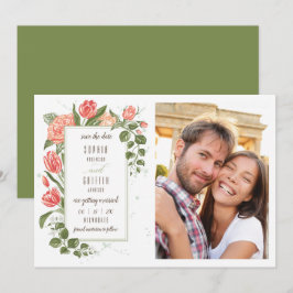 Foral Embrace Save the Date Photo Card Kaart