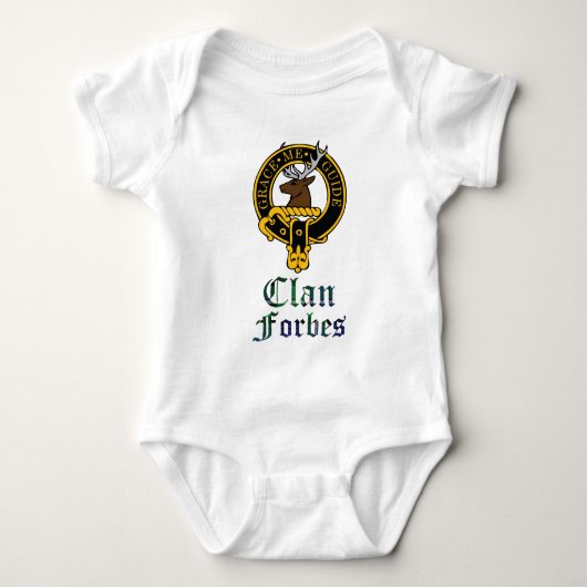 Forbes scottish crest and tartan clan name romper (Voorkant)