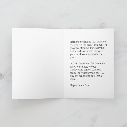 Force et dévouement - Carte de jour du travail (Intérieur)