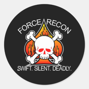 Force Recon Skull Black Ronde Sticker