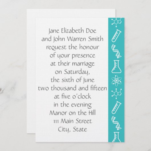 Forces attractives en Faire-part de mariage turquo (Devant / Derrière)