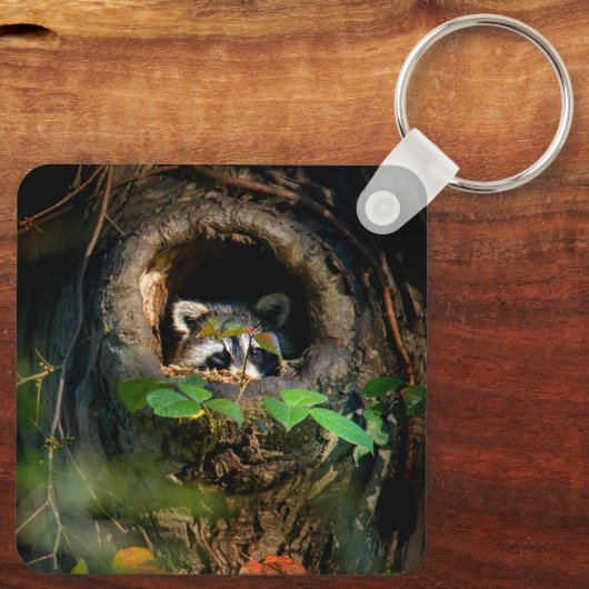 Forces | Raccoon Peeking Sleutelhanger (Achterkant)