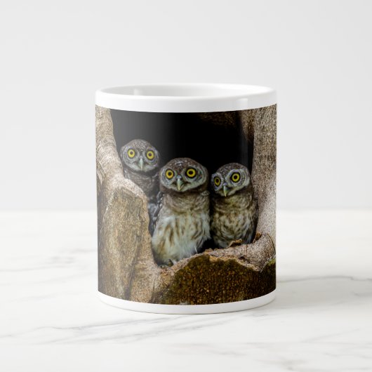 Forces | Three Owls Looking Extra Grote Beker (Voorkant)