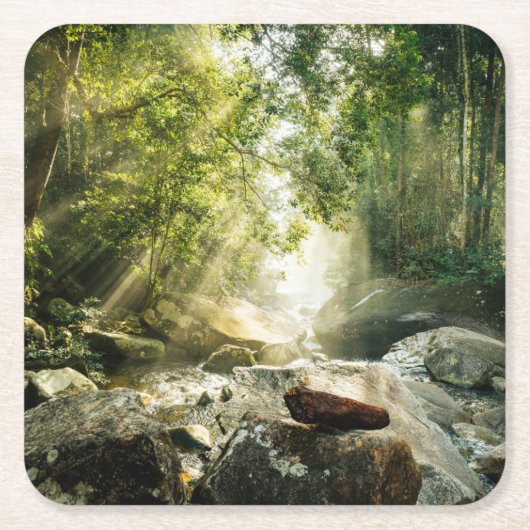 Forces | Tropical Jungle Forest Vierkante Kartonnen Onderzetter (Voorkant)
