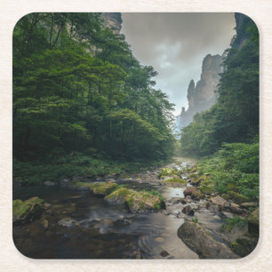 Forces Zhangjiajie National Forest Park Vierkante Kartonnen Onderzetter