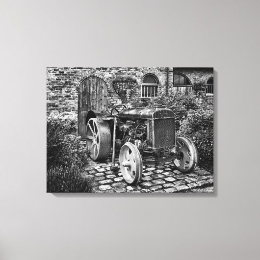  Fordson Tractor, zwart-wit Canvas Afdruk (Voorkant)