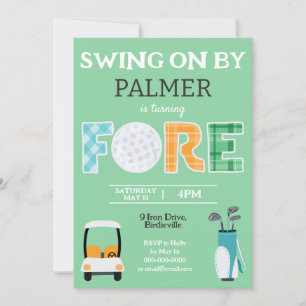 Fore, 4e verjaardag Swing On By Party Kaart