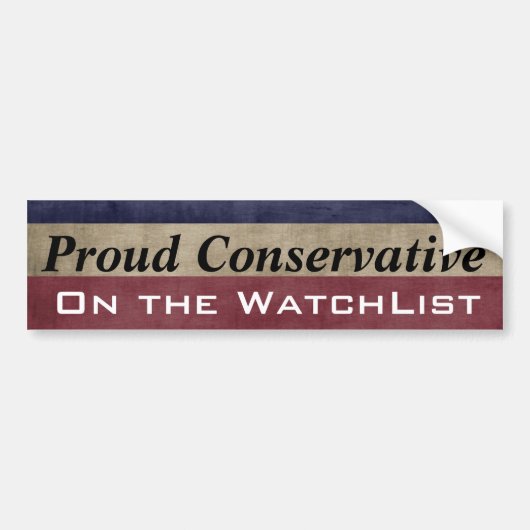 Fore conservatief op de Douane WatchList Bumpersticker (Voorkant)