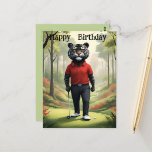 Fore: Een tijger die golf speelt, verjaardag Briefkaart