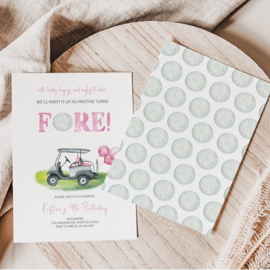Fore Mini Golf Girl Invitation Anniversaire