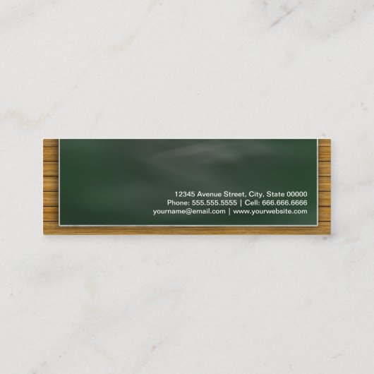 Foreign Language Tutor - Cool Blackboard Personal Mini Visitekaartje (Achterkant)