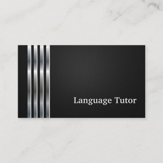 Foreign Language Tutor Professional Black Silver Visitekaartje (Voorkant)