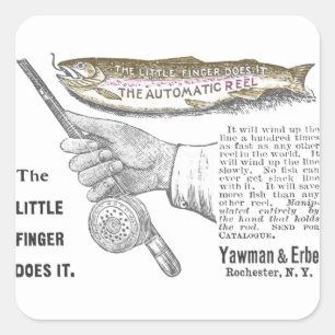 forel Gevist ad Circa 1890's Square Stick Vierkante Sticker