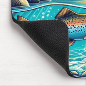 Forel in de kristalheldere rivier onder het weelde muismat (Hoek)