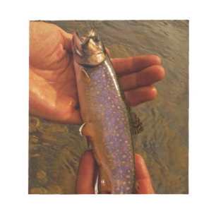 forel in handen notitieblok