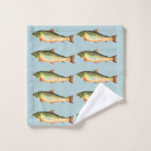 Forel vispatroon op blauw en wit bad handdoek (Wasdoekje)