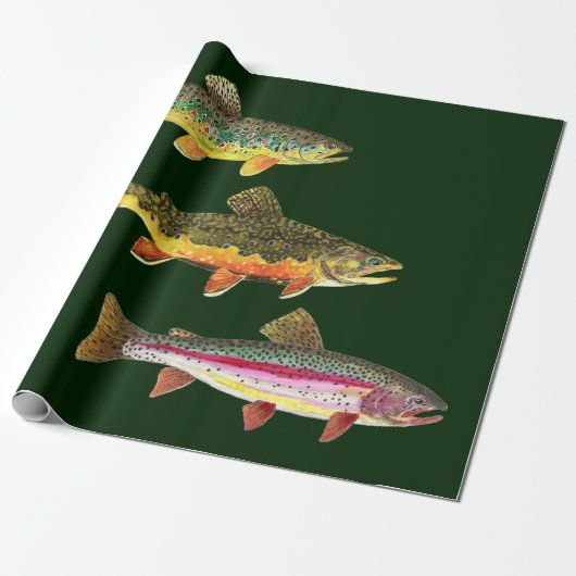 Forel Vissen - Brook, bruin, regenboog Cadeaupapier (Uitgerold)