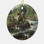 Forel vissen print van Currier en Ives Keramisch Ornament (Links)