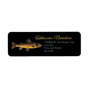 Forel vissen  waterverf patroon etiket