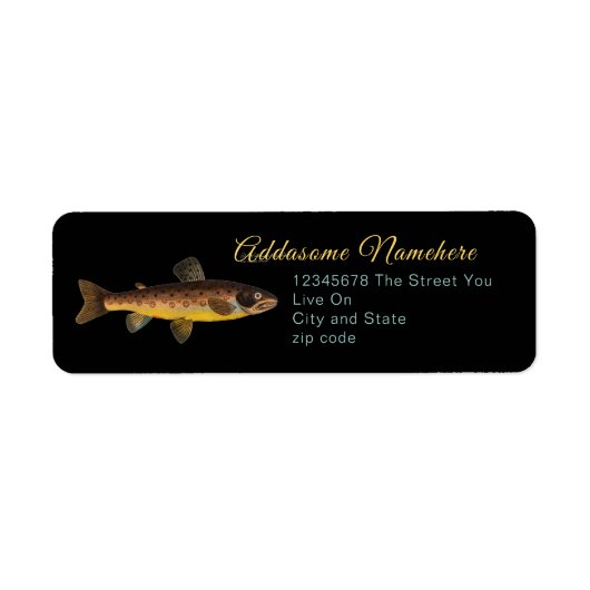 Forel vissen waterverf patroon etiket (Voorkant)