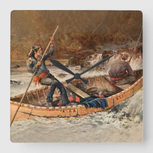 “Forel vissen” Westerse kunst van Frank Feller Vierkante Klok