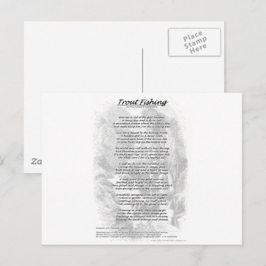 Forel Vist gedicht met gegraveerde achtergrond Briefkaart (Voorkant / Achterkant)