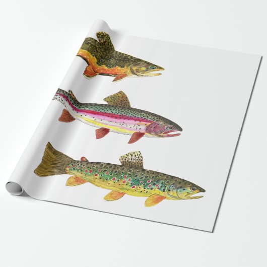 Forel vliegen - Brook, bruin, regenboog Cadeaupapier (Uitgerold)