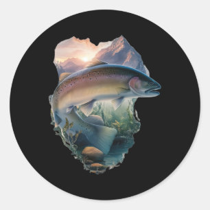 Forel Vliegvissen Bergen Natuur Visser  Ronde Sticker
