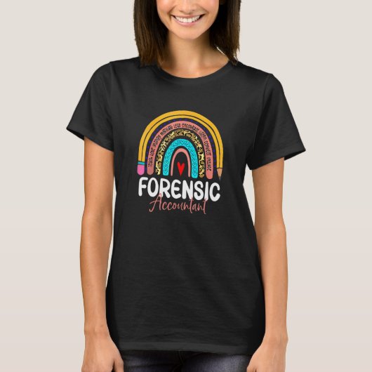 Forensic Accountant Leopard Rainbow Accounting Bac T-shirt (Voorkant)