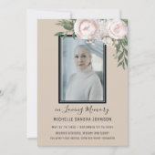 Foreral Floral Beige Photo Memorial Programme Bedankkaart (Voorkant)