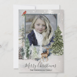 Fores Woodland Eenvoudige Foto Prettig Kerstfeest Feestdagenkaart