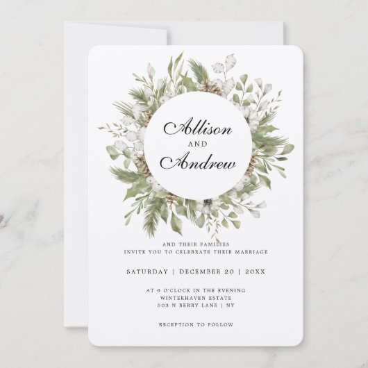 Foreset Foliage Hiver Mariage Invitation (Devant)