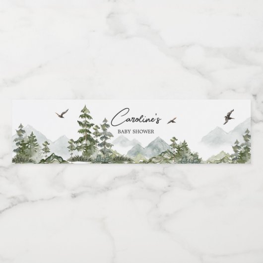 Forest Adventure Baby shower Waterfles Etiket (Enkel label)