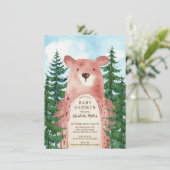 Forest Adventure Bear Boys Baby shower Invitation (Debout devant)