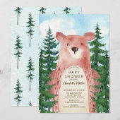 Forest Adventure Bear Boys Baby shower Invitation (Devant / Derrière)