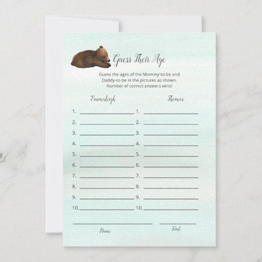 Forest Adventure Bears Devine Sa Carte De Jeu D'Âg (Devant)