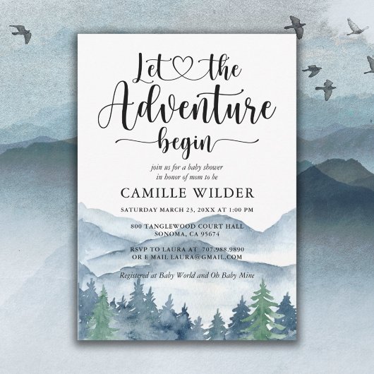 Forest Adventure Mountains Baby shower Invitation
