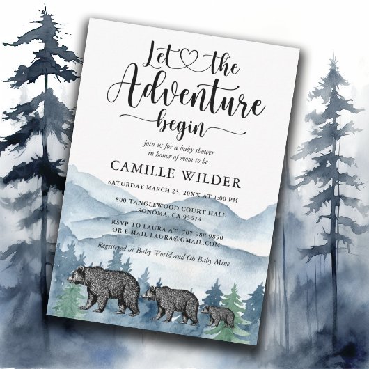 Forest Adventure Mountains Baby shower Invitation