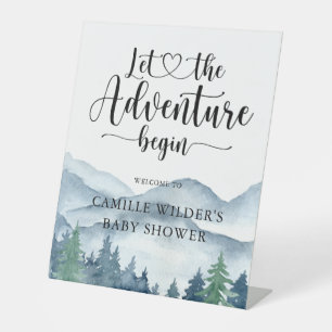 Forest Adventure Mountains Baby shower Reclamebord Met Voetstuk