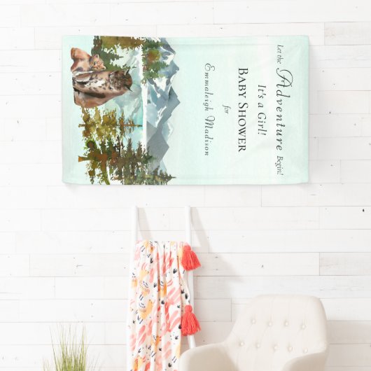 Forest Adventure Rustic Lynx Baby shower Spandoek (Insitu)